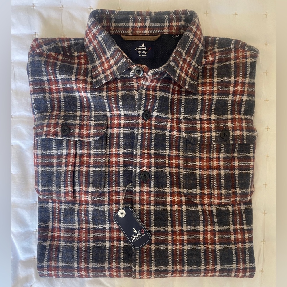 Johnnie O Jimmy Stretch Flannel Lodge Shirt Extra Large XL $198 NWT